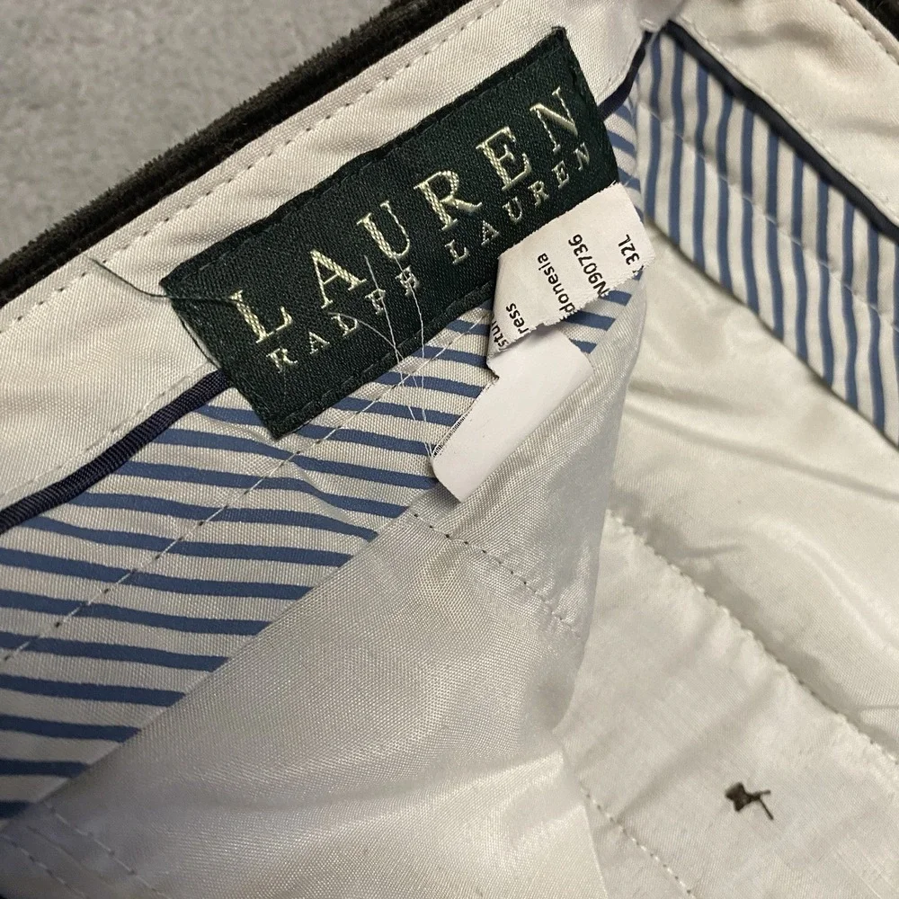 Lauren Ralph Lauren Corduroy Pants Mens 38x31 Chocolate Brown Flat Front Preppy